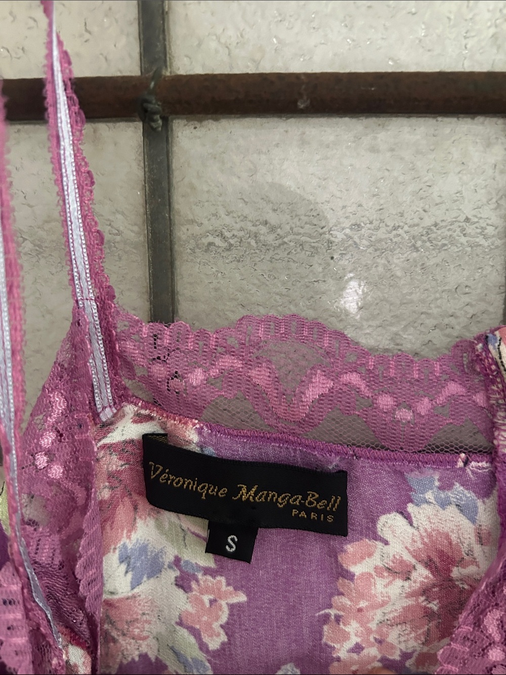 Floral Lace-Trim Purple Slip Dress - Picture 2 of 5